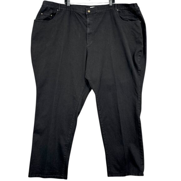 Catherines Right Fit Curvy‎ Black Denim Button Closure Stretch Pants Size 34W - Picture 1 of 7